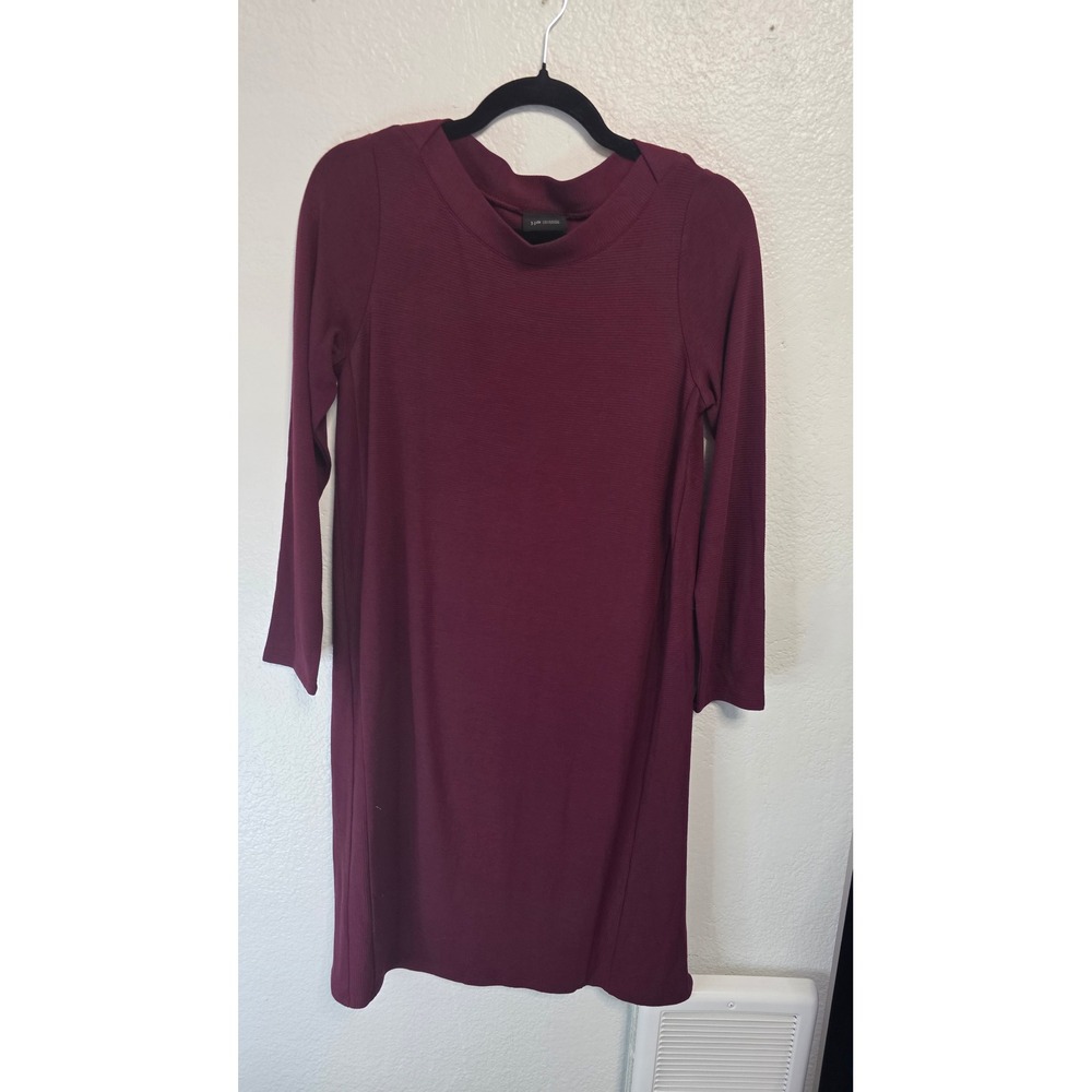 J. Jill Ribbed Knit Dress Womens Small Petite Bordeaux New With Tags
